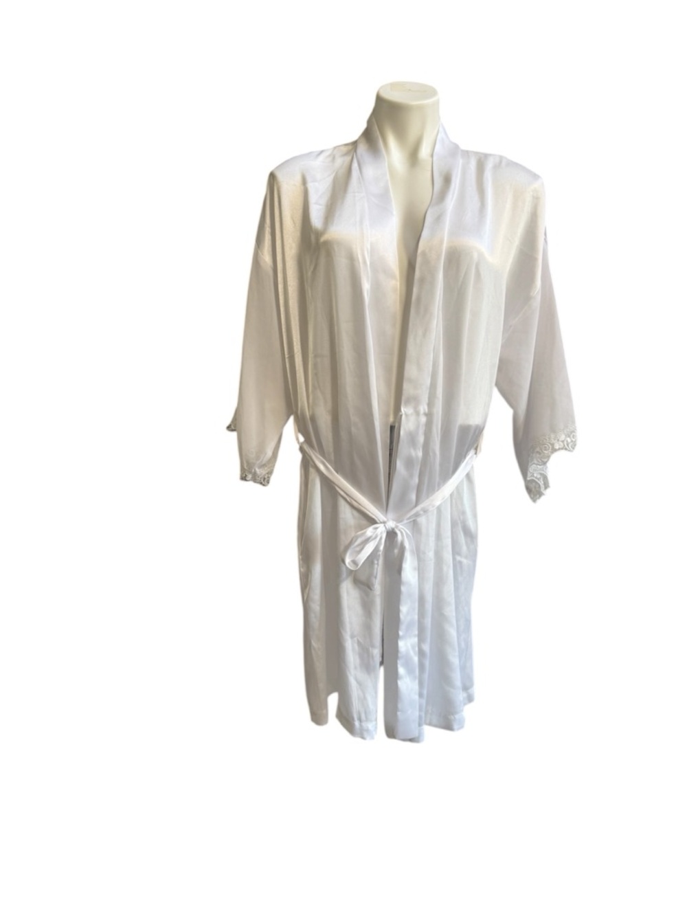 Dentelle Bridal Satin Robe White Large NWT